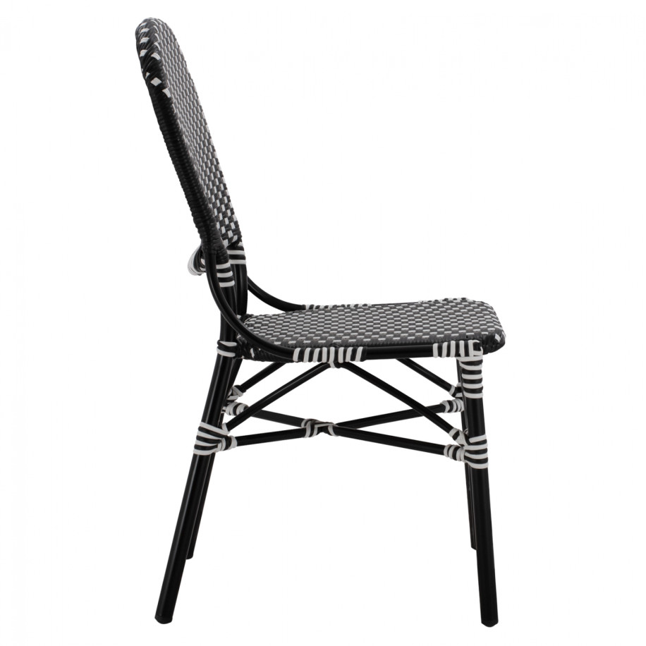 ALUMINUM CHAIR BAMBOO LOOK WITH WICKER BLACK WHITE HM5792.02 46x60x96 cm.