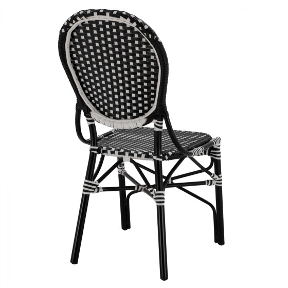 ALUMINUM CHAIR BAMBOO LOOK WITH WICKER BLACK WHITE HM5792.02 46x60x96 cm.