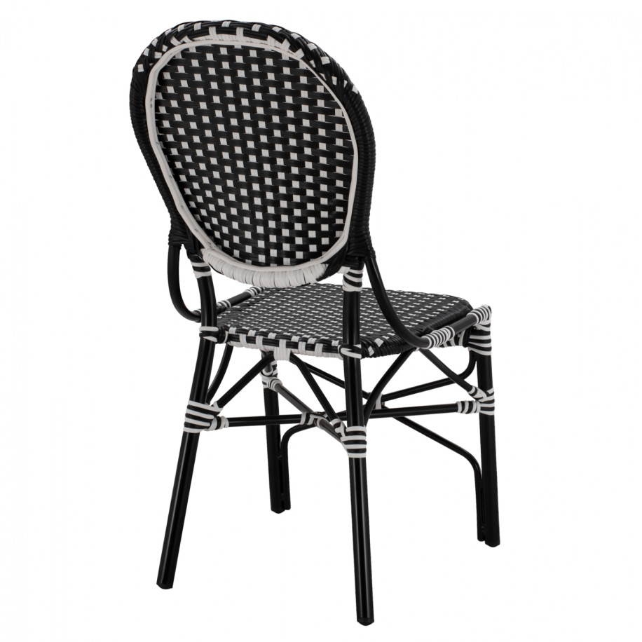 ALUMINUM CHAIR BAMBOO LOOK WITH WICKER BLACK WHITE HM5792.02 46x60x96 cm.
