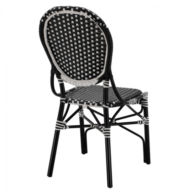 ALUMINUM CHAIR BAMBOO LOOK WITH WICKER BLACK WHITE HM5792.02 46x60x96 cm.