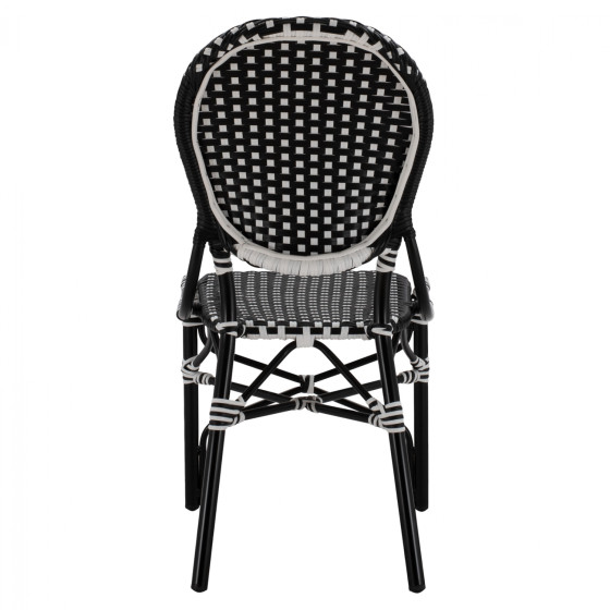 ALUMINUM CHAIR BAMBOO LOOK WITH WICKER BLACK WHITE HM5792.02 46x60x96 cm.