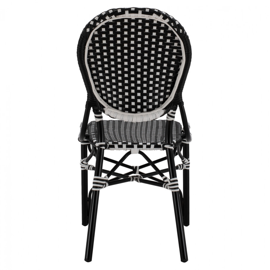 ALUMINUM CHAIR BAMBOO LOOK WITH WICKER BLACK WHITE HM5792.02 46x60x96 cm.