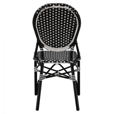 ALUMINUM CHAIR BAMBOO LOOK WITH WICKER BLACK WHITE HM5792.02 46x60x96 cm.