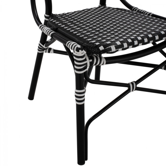 ALUMINUM CHAIR BAMBOO LOOK WITH WICKER BLACK WHITE HM5792.02 46x60x96 cm.