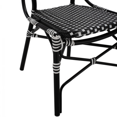 ALUMINUM CHAIR BAMBOO LOOK WITH WICKER BLACK WHITE HM5792.02 46x60x96 cm.