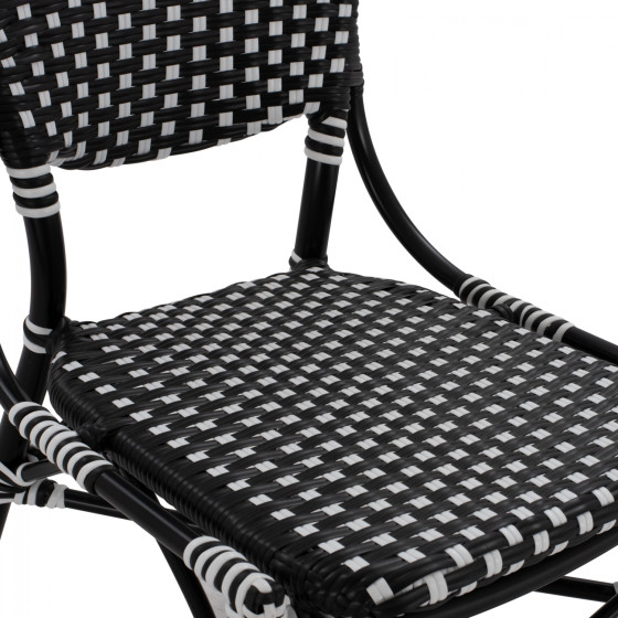 ALUMINUM CHAIR BAMBOO LOOK WITH WICKER BLACK WHITE HM5792.02 46x60x96 cm.