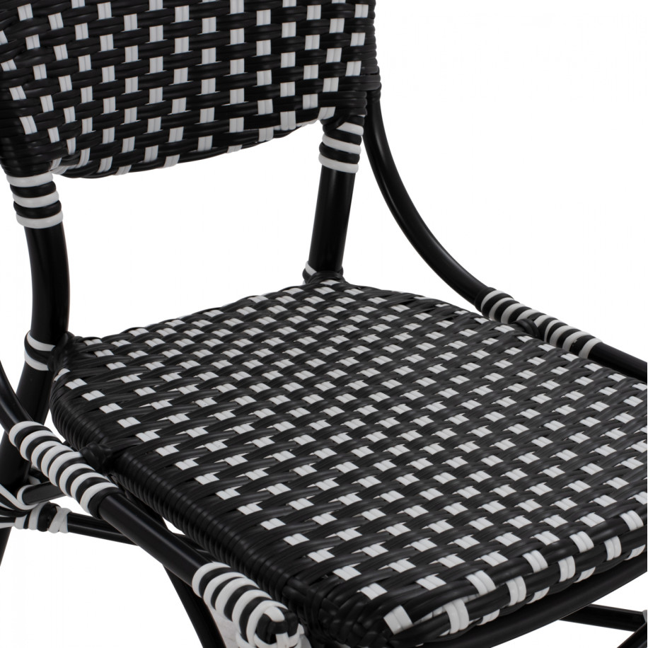 ALUMINUM CHAIR BAMBOO LOOK WITH WICKER BLACK WHITE HM5792.02 46x60x96 cm.