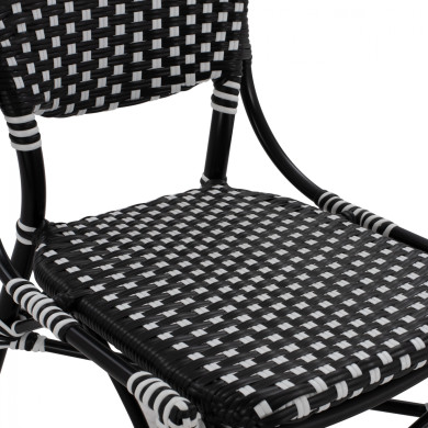 ALUMINUM CHAIR BAMBOO LOOK WITH WICKER BLACK WHITE HM5792.02 46x60x96 cm.