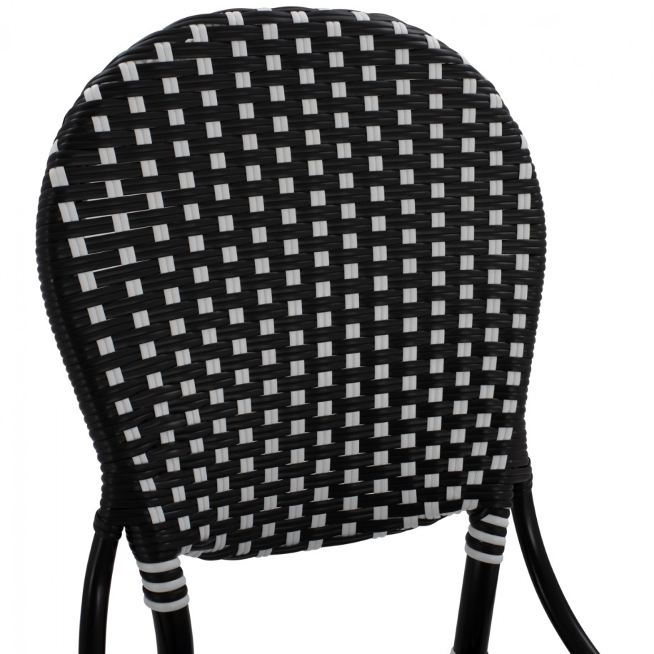 ALUMINUM CHAIR BAMBOO LOOK WITH WICKER BLACK WHITE HM5792.02 46x60x96 cm.