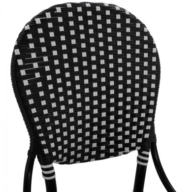 ALUMINUM CHAIR BAMBOO LOOK WITH WICKER BLACK WHITE HM5792.02 46x60x96 cm.