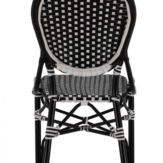 ALUMINUM CHAIR BAMBOO LOOK WITH WICKER BLACK WHITE HM5792.02 46x60x96 cm.