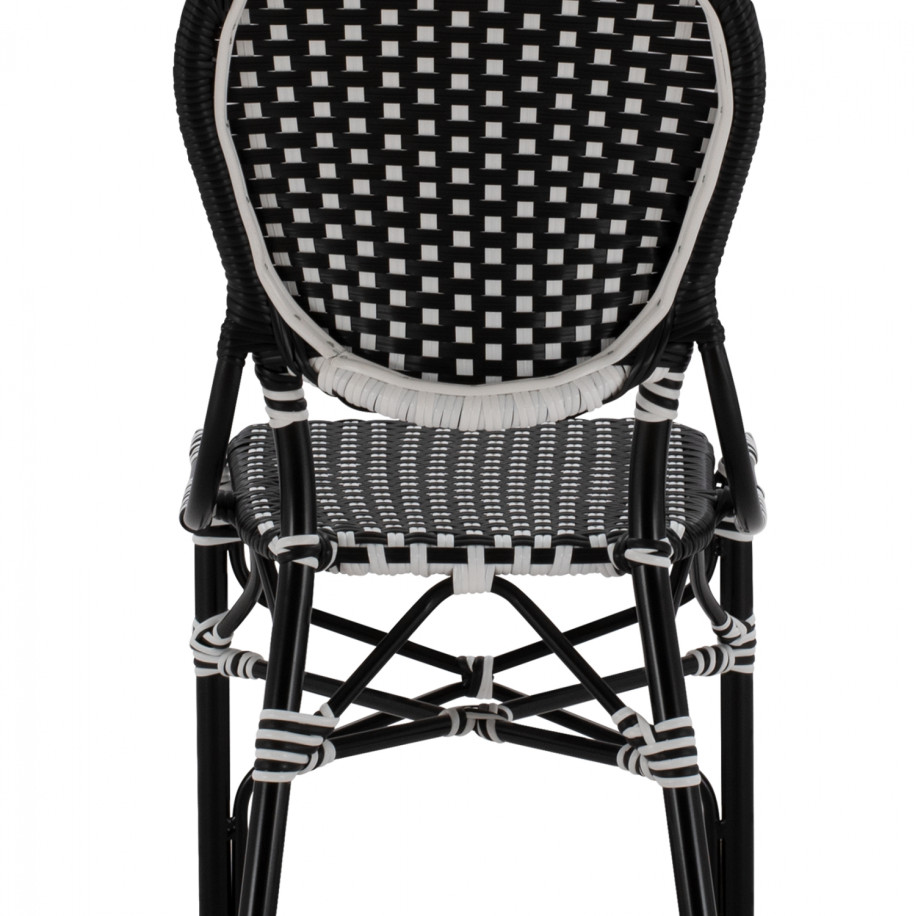 ALUMINUM CHAIR BAMBOO LOOK WITH WICKER BLACK WHITE HM5792.02 46x60x96 cm.