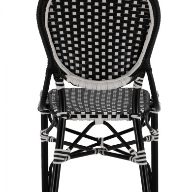 ALUMINUM CHAIR BAMBOO LOOK WITH WICKER BLACK WHITE HM5792.02 46x60x96 cm.