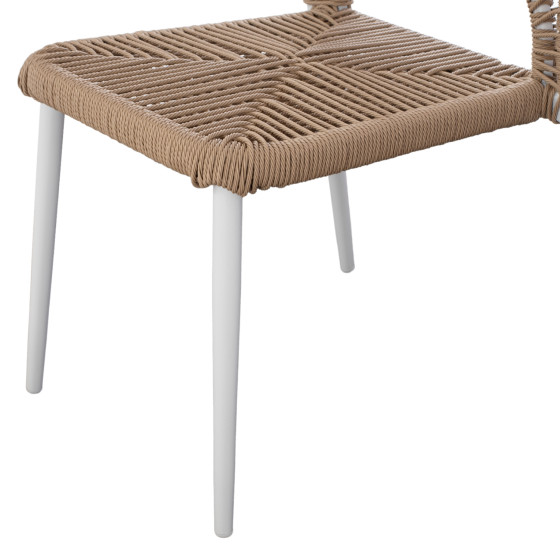 WHITE ALUMINUM CHAIR WITH PE ROPE BEIGE HM5770.01 45x63x82Y cm.