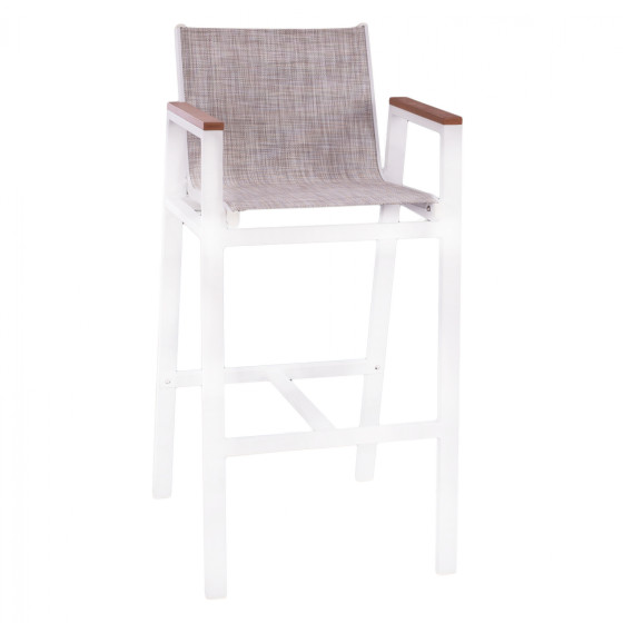 ALUMINUM BAR STOOL WHITE WITH POLYWOOD 52x58x108 cm. HM5790.01