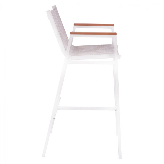 ALUMINUM BAR STOOL WHITE WITH POLYWOOD 52x58x108 cm. HM5790.01