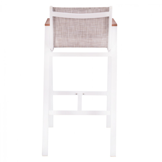 ALUMINUM BAR STOOL WHITE WITH POLYWOOD 52x58x108 cm. HM5790.01