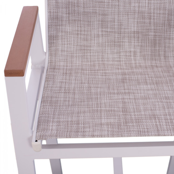 ALUMINUM BAR STOOL WHITE WITH POLYWOOD 52x58x108 cm. HM5790.01