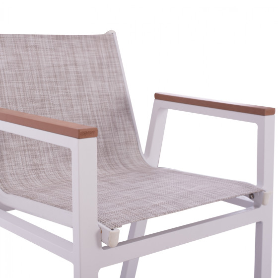 ALUMINUM BAR STOOL WHITE WITH POLYWOOD 52x58x108 cm. HM5790.01