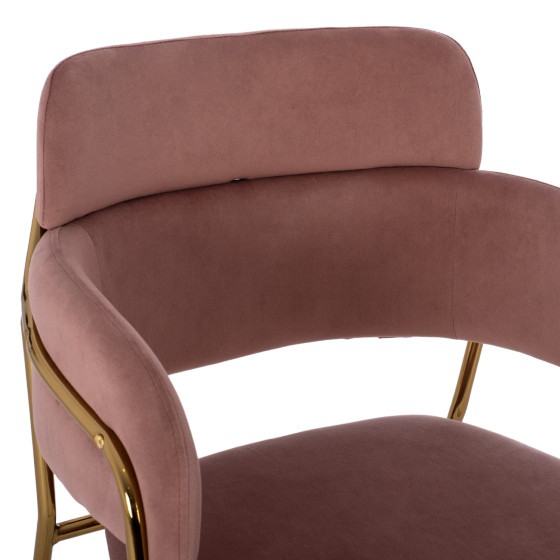 MEDIUM HEIGHT STOOL HM8735.02 VELVET DUSTY PINK GOLDEN FRAME 54x58x95Y cm.