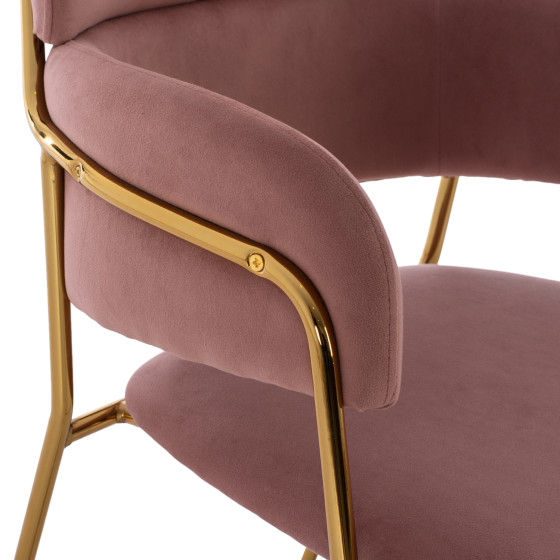 MEDIUM HEIGHT STOOL HM8735.02 VELVET DUSTY PINK GOLDEN FRAME 54x58x95Y cm.