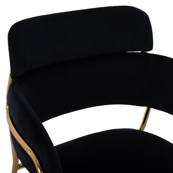 MEDIUM HEIGHT STOOL HM8735.04 VELVET BLACK GOLD PLATED FRAME 54x58x95Y cm.