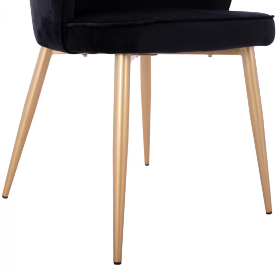 CHAIR HM8737.04 VELVET BLACK WITH METAL GOLD FRAME 48x48x85 cm.