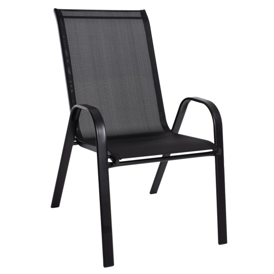 OUTDOOR ARMCHAIR LEON HM5000.03 BLACK METAL-BLACK TEXTILENE 55x77x95Hcm.