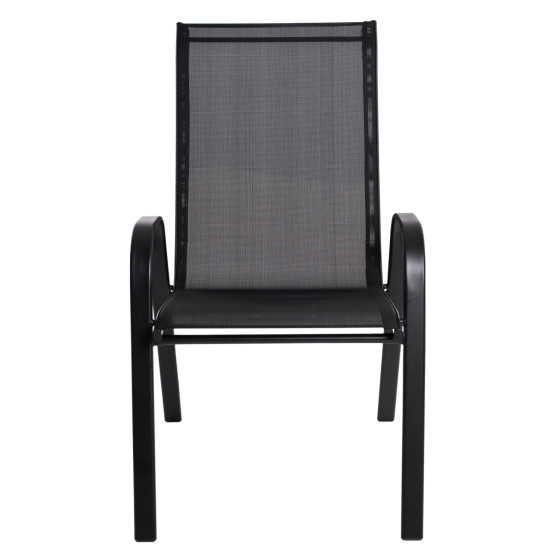 OUTDOOR ARMCHAIR LEON HM5000.03 BLACK METAL-BLACK TEXTILENE 55x77x95Hcm.