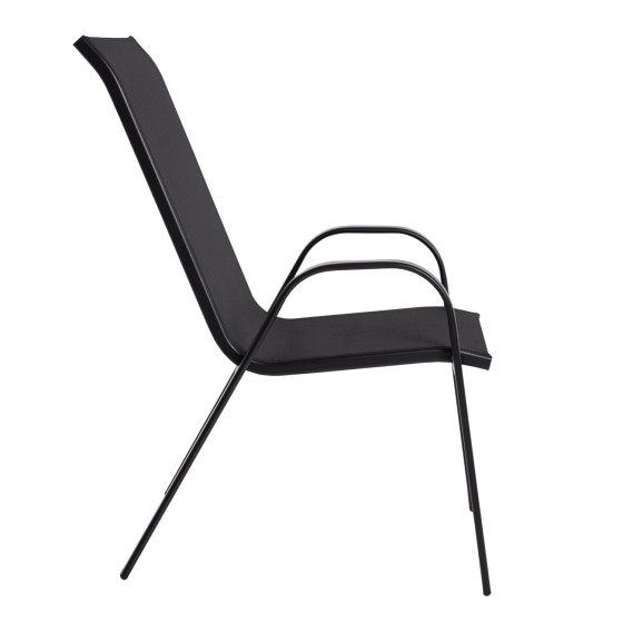 OUTDOOR ARMCHAIR LEON HM5000.03 BLACK METAL-BLACK TEXTILENE 55x77x95Hcm.