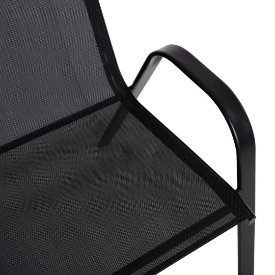OUTDOOR ARMCHAIR LEON HM5000.03 BLACK METAL-BLACK TEXTILENE 55x77x95Hcm.
