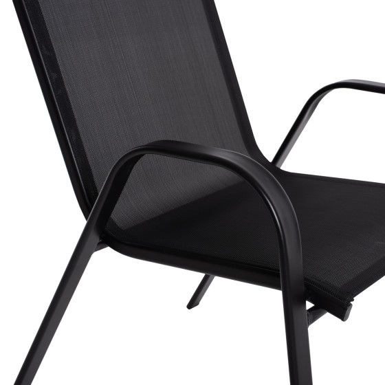 OUTDOOR ARMCHAIR LEON HM5000.03 BLACK METAL-BLACK TEXTILENE 55x77x95Hcm.