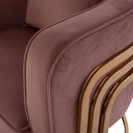 TIANA ARMCHAIR WITH GOLD METAL FRAME AND LOW BACK HM8738.02