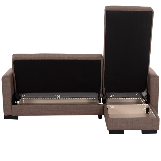 ΚΑΝΑΠΕΣ ΚΡΕΒΑΤΙ GHUFRAN ΓΩΝΙΑ ΑΝΑΣΤΡΕΨΙΜΗ ΚΑΦΕ HM3244.02 ΜΕ ΑΠΟΘΗΚΕΤΙΚΟ ΧΩΡΟ 202x140x78Yεκ.