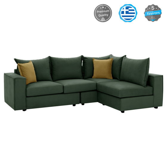CORNER SOFA MONZA HM3256.17 INTERCHANGEABLE GREEN 265x185x98