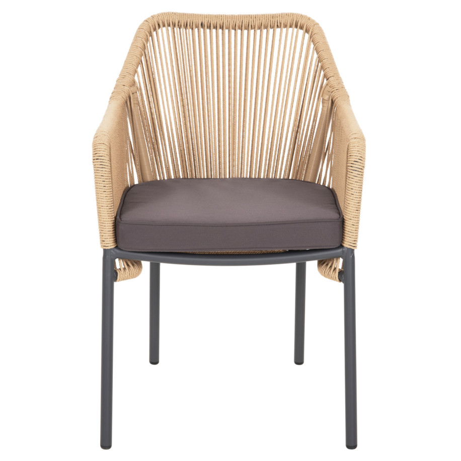 ARMCHAIR ALUMINUM LOKKI HM5855.02 CHARCOAL GREY WITH WICKER ROPE PE 56x66x82