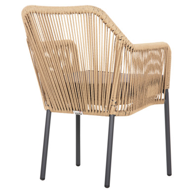 ARMCHAIR ALUMINUM LOKKI HM5855.02 CHARCOAL GREY WITH WICKER ROPE PE 56x66x82