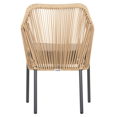 ARMCHAIR ALUMINUM LOKKI HM5855.02 CHARCOAL GREY WITH WICKER ROPE PE 56x66x82