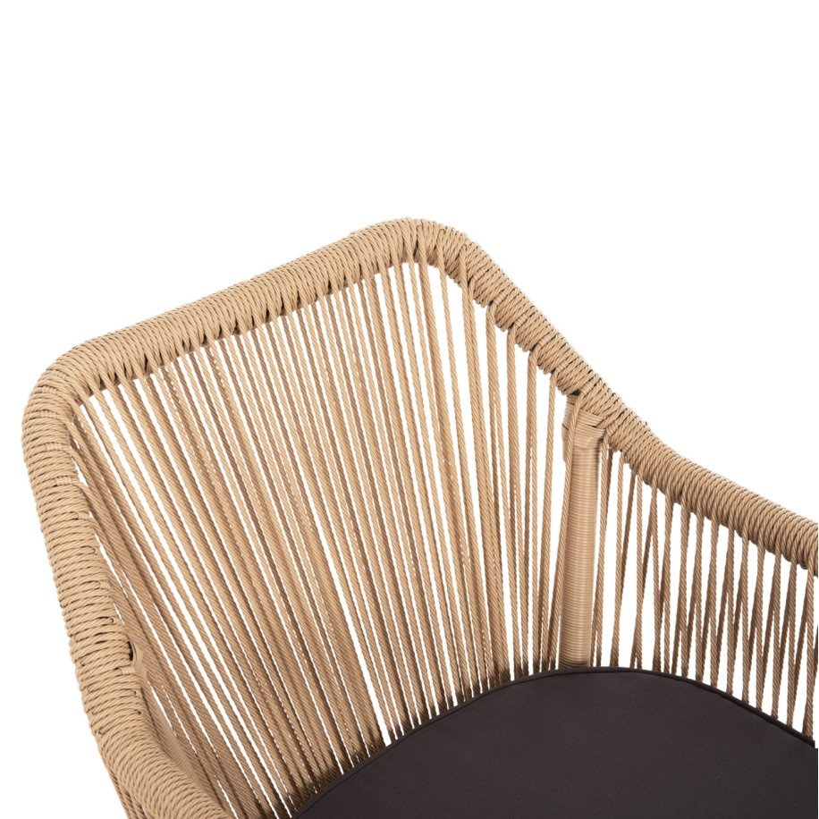 ARMCHAIR ALUMINUM LOKKI HM5855.02 CHARCOAL GREY WITH WICKER ROPE PE 56x66x82