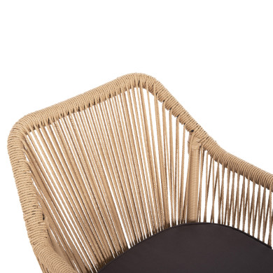 ARMCHAIR ALUMINUM LOKKI HM5855.02 CHARCOAL GREY WITH WICKER ROPE PE 56x66x82