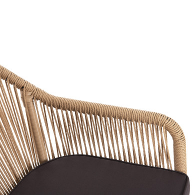 ARMCHAIR ALUMINUM LOKKI HM5855.02 CHARCOAL GREY WITH WICKER ROPE PE 56x66x82