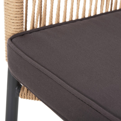 ARMCHAIR ALUMINUM LOKKI HM5855.02 CHARCOAL GREY WITH WICKER ROPE PE 56x66x82