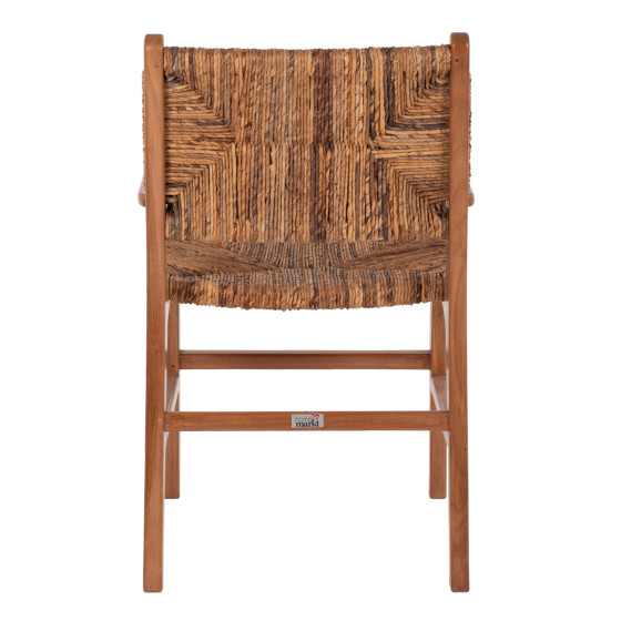 DINING ARMCHAIR TEAK WOOD & RUSH MATTING WALNUT-BEIGE HM9400.01 54x58x86,5 cm.