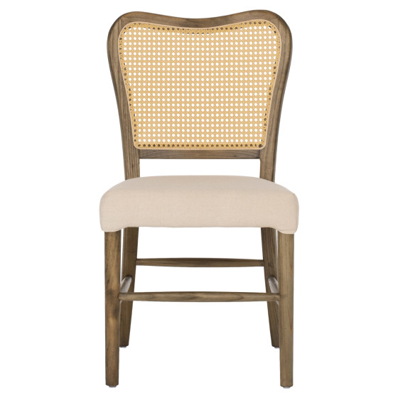 CHAIR TOON WOOD RATTAN BACK FABRIC SEAT HM9406.04 47x52x91.5Hcm.