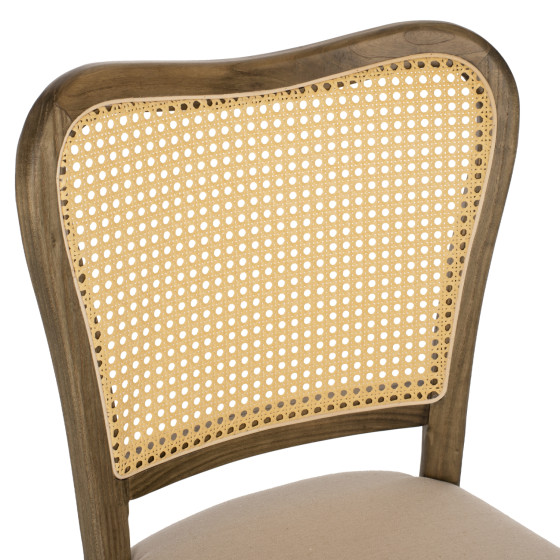 CHAIR TOON WOOD RATTAN BACK FABRIC SEAT HM9406.04 47x52x91.5Hcm.