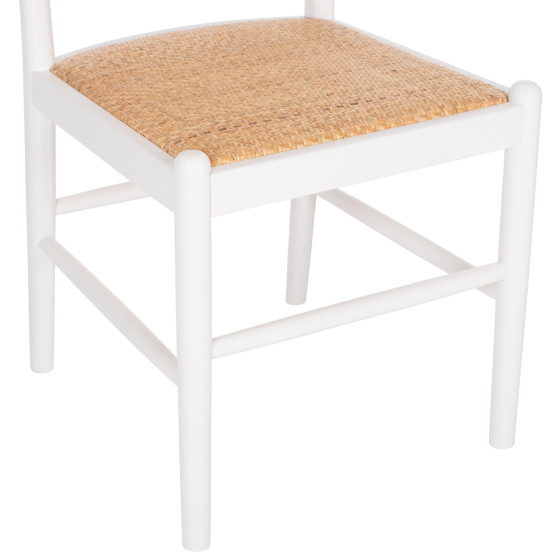 CHAIR BEECH WOOD WHITE-RATTAN BEIGE HM9407.03 43x50x87Hcm.