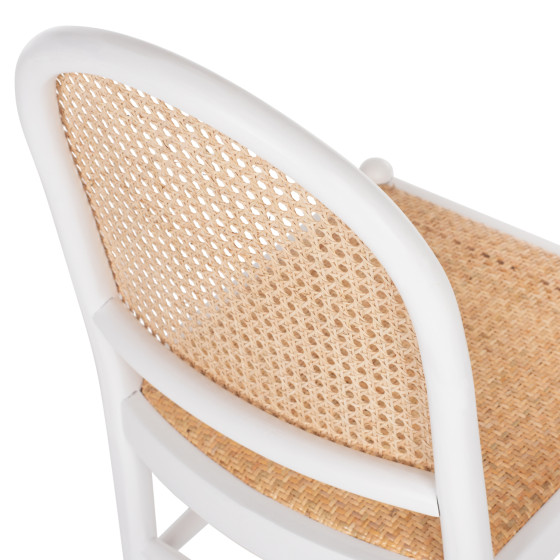 CHAIR BEECH WOOD WHITE-RATTAN BEIGE HM9407.03 43x50x87Hcm.