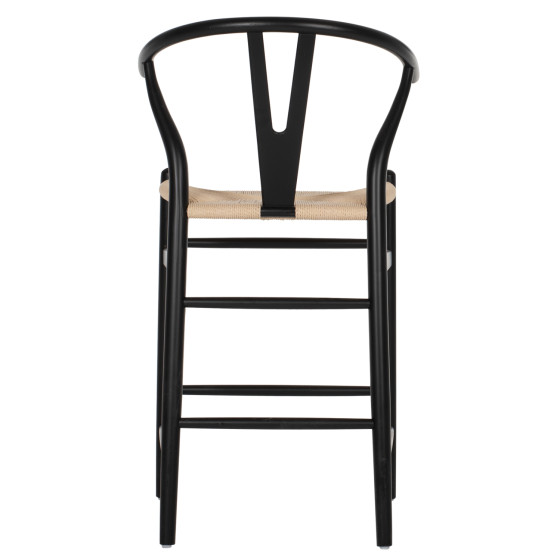 BAR STOOL BRAVE HM9405.02 WITH WISHBONE BACK BEECH WOOD BLACK--WHITE ROPE 48x53x100Hcm.
