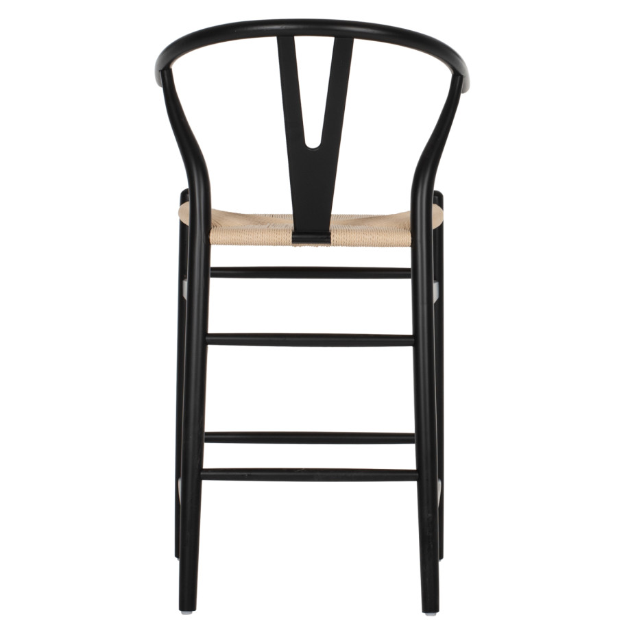 BAR STOOL BRAVE HM9405.02 WITH WISHBONE BACK BEECH WOOD BLACK--WHITE ROPE 48x53x100Hcm.