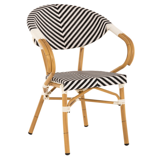 ARMCHAIR ALUMINUM HM5861.01 BAMBOO LOOK BLACK-WHITE